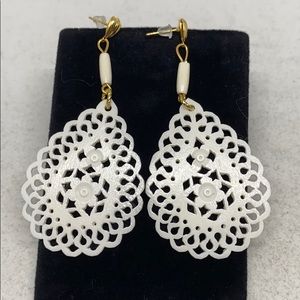 Handcrafted bone filigree earrings